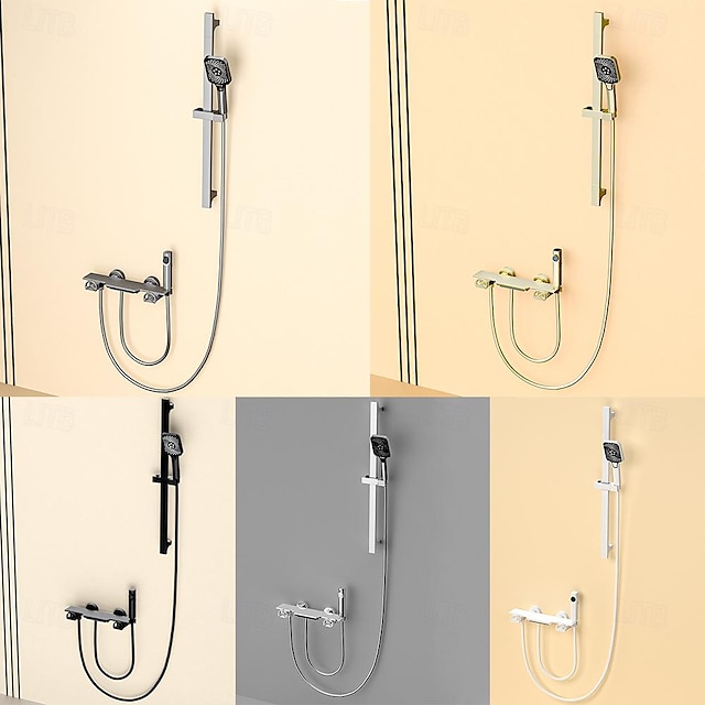 シャワーシステム セットする - ハンドシャワーは含まれている にわか雨 マルチスプレーシャワー コンテンポラリー 電気メッキ 室外側取付け セラミックバルブ Bath Shower Mixer Taps