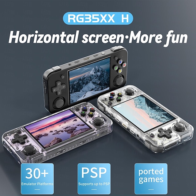  Anbernic rg35xx h console de jeu portable, lecteur audio vidéo portable à écran hd de 3,5 pouces, console de jeu rétro portable à double bascule