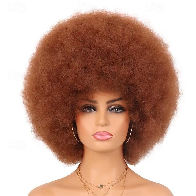  Parykk 70-talls afro krøllete parykker svarte kvinner limfri bruk og myke svarte afro parykker store bouncy og myke naturlig utseende full parykker daglig fest cosplay kostyme Halloween parykker
