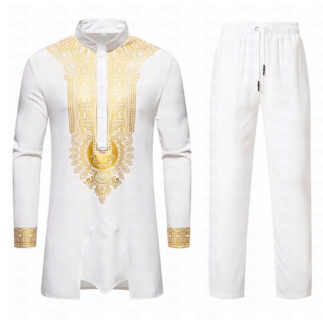  Per uomo Maglietta Abiti africani moderni Stampa africana Dashiki Per adulto Superiore Pantaloni