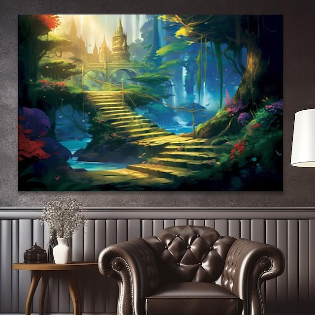  landskap väggkonst canvas trappa skog vid soluppgången tryck och affischer bilder dekorativ tygmålning för vardagsrum bilder ingen ram