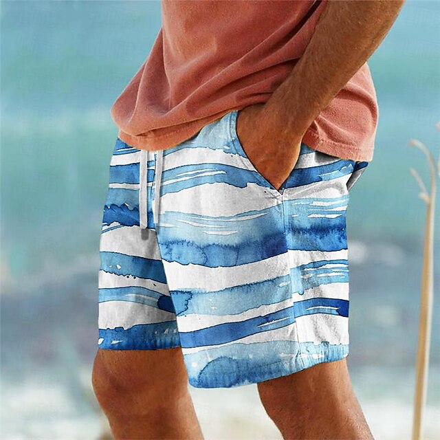 Men's Geometric Pattern Gradient Color Swim Shorts Board Shorts ...