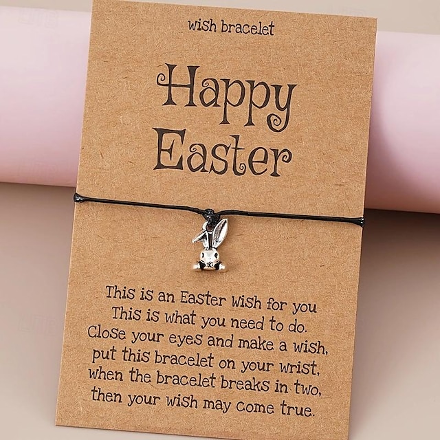  Kaninchen geflochtenes Armband im einfachen Stil, Handschmuck, Geschenk für Frauen & Mädchen Tiermotiv Schmuck Ostergeschenk