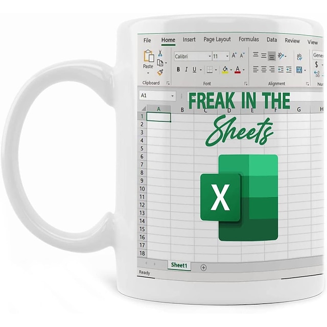  Excel-Kaffeetasse, lustige Geschenke für Frauen und Männer, Freak in the Sheets-Tasse, Geschenke für Chef, CPA, Freund, Kollegen, Buchhalter, weiße Keramik-Bürotasse, 300 ml
