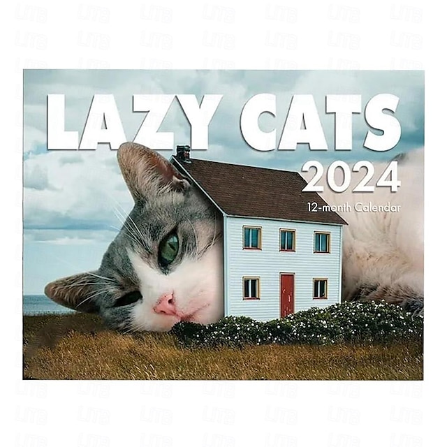  2024 kalender lazy kitty kalender 2024 lazy kitty muurkalender fun kitty cadeau januari 2024 vanaf december 11x8,5 inch