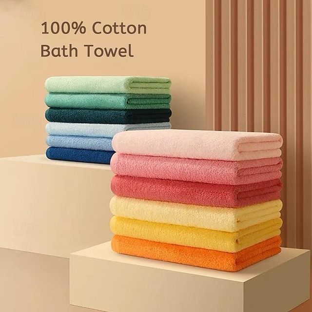  Large Bath Towel 140x70cm Hotel 100% Cotton Bath Towels Quick Dry, Super Absorbent Light Weight Soft Multi Colors Star Rated Hotel Company Gifts, Textiles