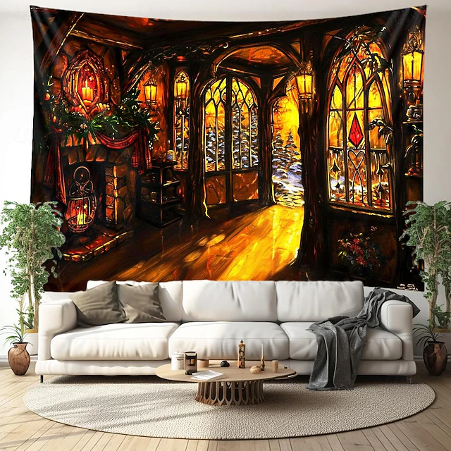 Fantasy House Hanging Tapestry Wall Art Large Tapestry Mural Decor Photograph Backdrop Blanket Curtain Home Bedroom Living Room Decoration 26