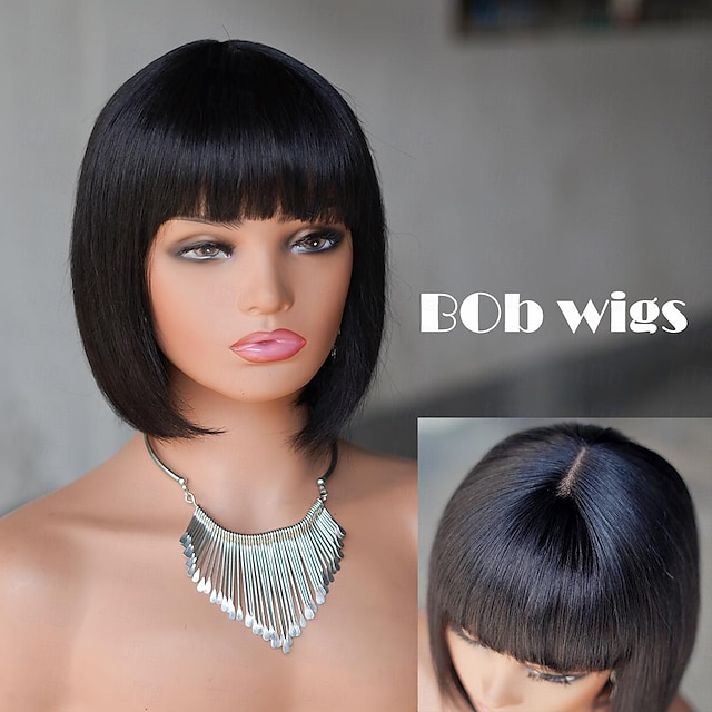 Tocado de peluca brasileña 100% cabello humano 1x4 encaje transparente bob onda recta tocado de peluca de densidad 150