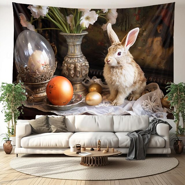 Vintage Bunny Hanging Tapestry Wall Art Large Tapestry Mural Decor Photograph Backdrop Blanket Curtain Home Bedroom Living Room Decoration 12