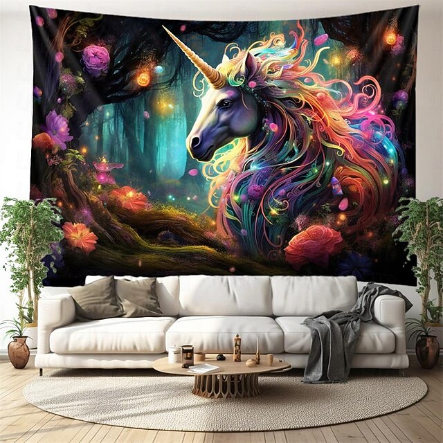 Colorful Unicorn Hanging Tapestry Wall Art Large Tapestry Mural Decor Photograph Backdrop Blanket Curtain Home Bedroom Living Room Decoration 24