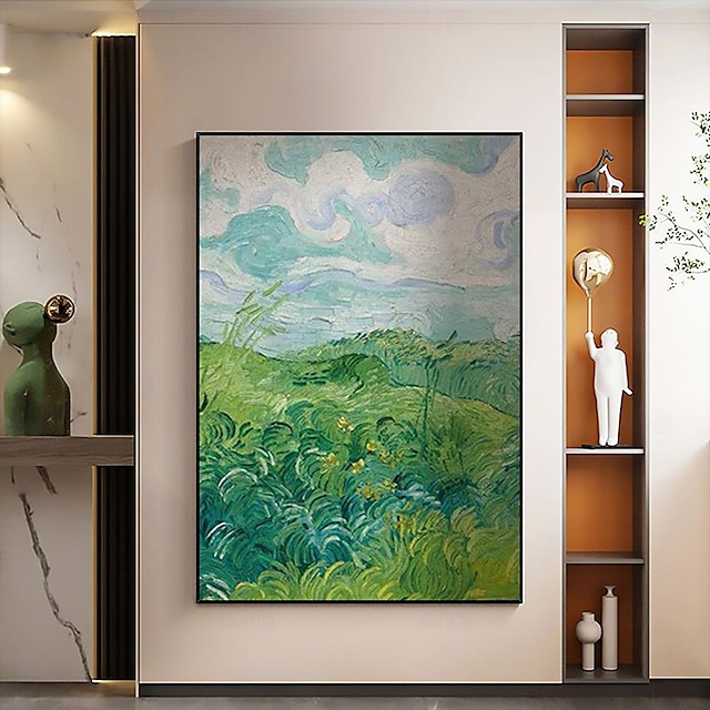  Large Hand painted Impressionist Van Gogh Landscape Oil Painting on Canvas Original Nature Painting for Living room Wall Decor Modern Green painting Wall Art Decor