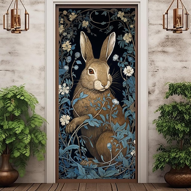  fleur lapin porte couvre porte tapisserie porte rideau décoration toile de fond porte bannière pour porte d'entrée ferme vacances fête décor fournitures