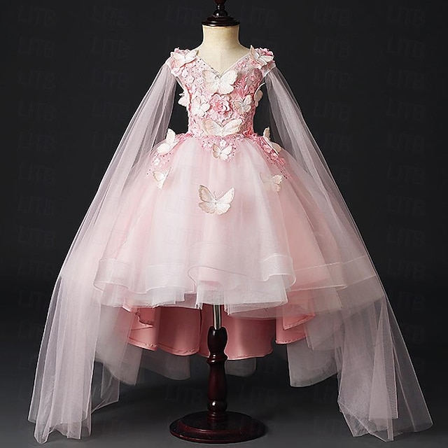  Παιδιά Κοριτσίστικα Φόρεμα για πάρτυ Συμπαγές Χρώμα Αμάνικο Επίδοση Γάμου Δίχτυ Πριγκίπισσα Γλυκός Δίχτυ Μέχρι τη μέση της γάμπας Φόρεμα σε ευθεία γραμμή Φόρεμα τούλι Φόρεμα για κορίτσια λουλουδιών