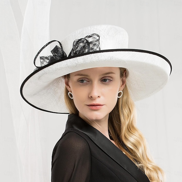  Hats Flax Bowler / Cloche Hat Sun Hat Sinamay Hat Wedding Tea Party Elegant Wedding With Bowknot Headpiece Headwear