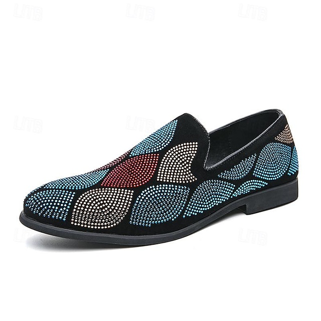  Men's Loafers & Slip-Ons Bling Bling Dress Shoes Glitter Crystal Sequined Jeweled Walking Bohemia Business Wedding Party & Evening Suede Loafer Rainbow Summer Spring