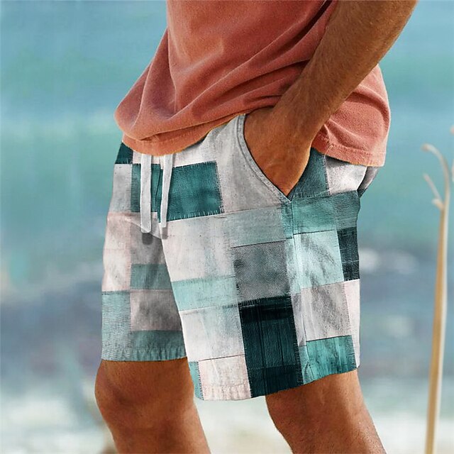 JustSun Zwembroek voor heren, sneldrogend, boardshorts met mesh-voering en verstelbaar trekkoord, blauw, M