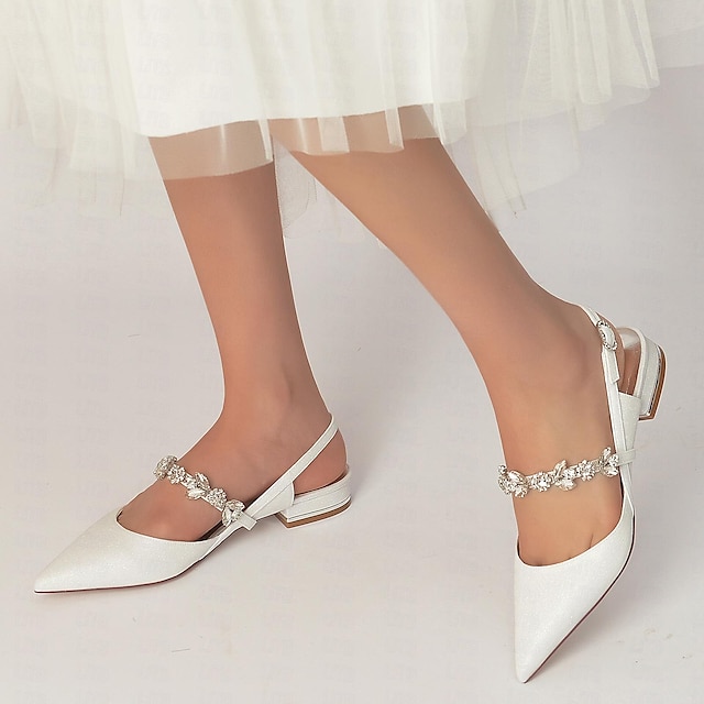  Pentru femei pantofi de nunta Pantofi rochie Nuntă Petrecere Zilnic Apartamente de nuntă Pantofi de mireasa Pantofi de domnișoară de onoare Piatră Semiprețioasă Toc Drept Vârf ascuțit Elegant Mod