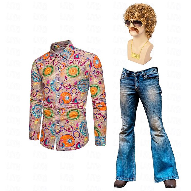  Disco 1970s Men's Costume Vintage Cosplay Casual Daily Top
