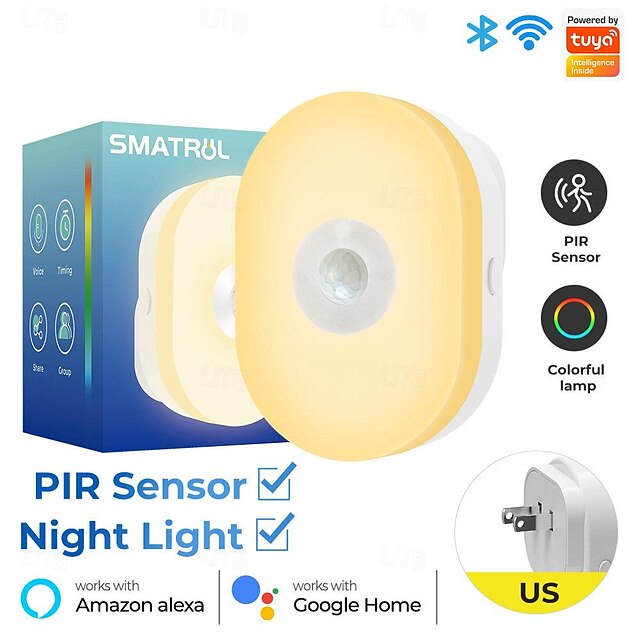  Lampe LED intelligente Tuya WiFi PIR capteur de mouvement avec contrôle APP lampe murale blanc chaud prise US prise UK prise EU pour usage intérieur chambre salon
