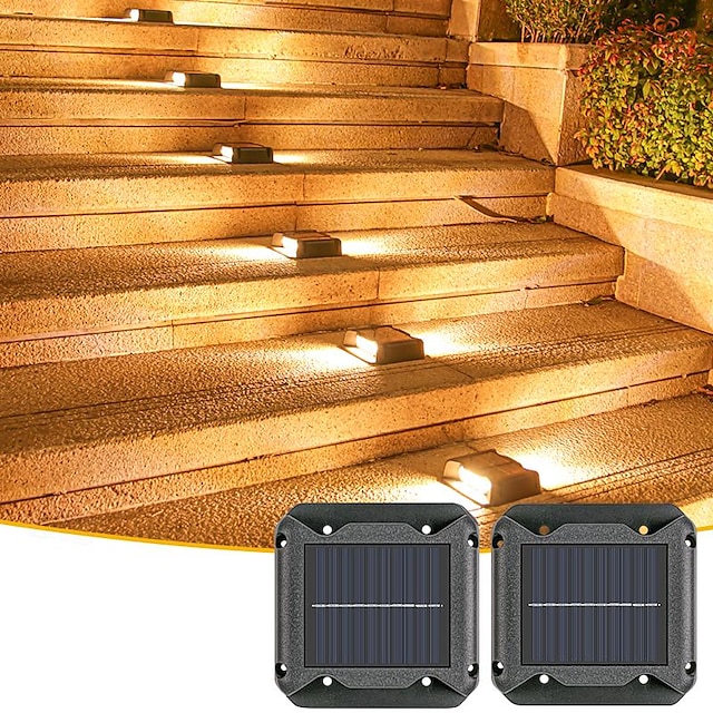  Lumière solaire de marche d'escalier extérieure ip65 étanche, contrôle de la lumière, lumière de marche extérieure, éclairage de pied de patio, éclairage de marche, jardin, escalier, pont, marche