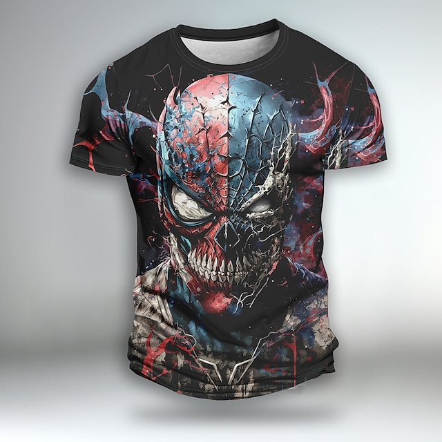  Graphic Skull Angel & Devil Clown Skulls Outdoor Men's Subculture Style 3D Print Party Casual Holiday T shirt Red Blue Purple Short Sleeve Crew Neck Shirt Spring & Summer Clothing Apparel Normal