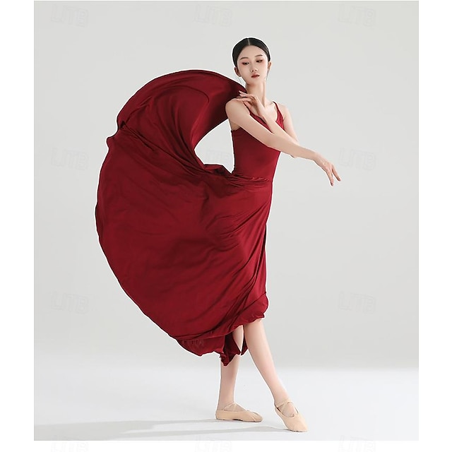  Danse latine Danse de Salon Robe Couleur Pure Femme Utilisation Usage quotidien Sans Manches Taille haute Taffetas de polyester