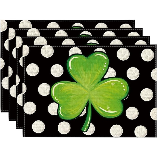  st. patrick's day -pöytämatto, apilapöytäkoristeet, liukumattomat ja lämpöeristetyt pellavamatot kausiluonteiset kevätpöytämatot juhlakeittiön ruokailutilaan