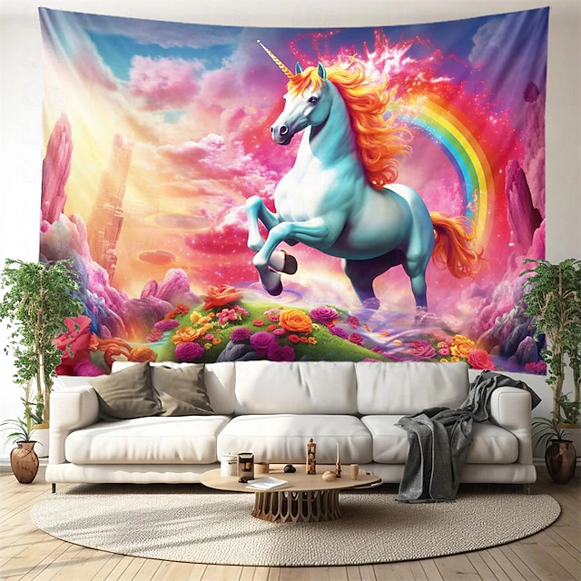 Fantasy Unicorn Hanging Tapestry Wall Art Large Tapestry Mural Decor Photograph Backdrop Blanket Curtain Home Bedroom Living Room Decoration 24