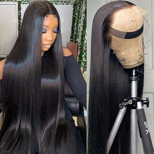  10α διάφανη δαντέλα μπροστά περούκες ανθρώπινα μαλλιά βραζιλιάνικη ίσια 360 ανθρώπινα μαλλιά δαντέλα μετωπική περούκα για μαύρες γυναίκες