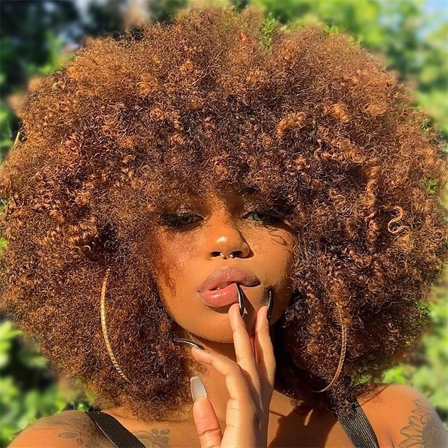  perruques afro pour femmes noires 10 pouces perruque afro bouclée années 70 grandes perruques bouffantes afro rebondissantes et douces perruques complètes d'aspect naturel pour la fête cosplay