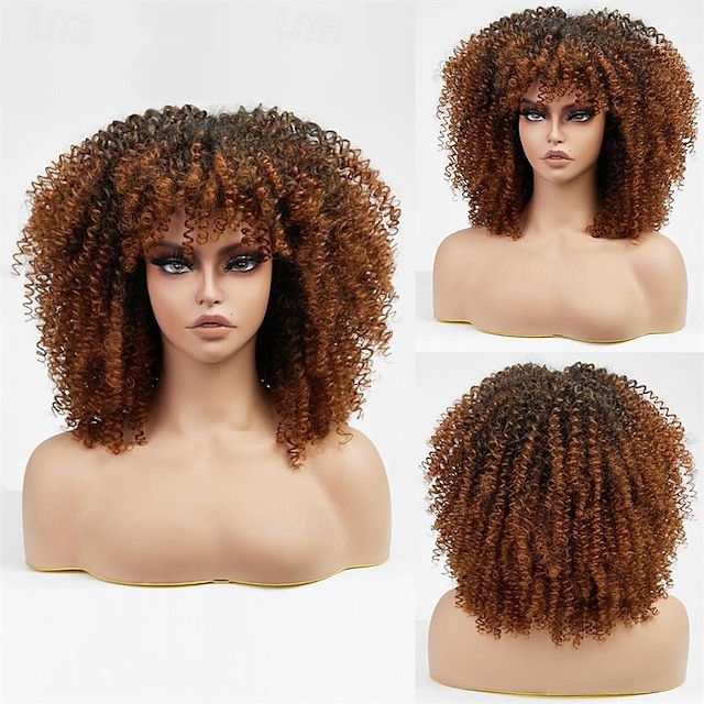  perruques bouclées rouges pour femmes noires perruque bouclée crépue rouge avec frange perruque synthétique afro bouclée de 14 pouces pour une utilisation quotidienne perruques de carnaval
