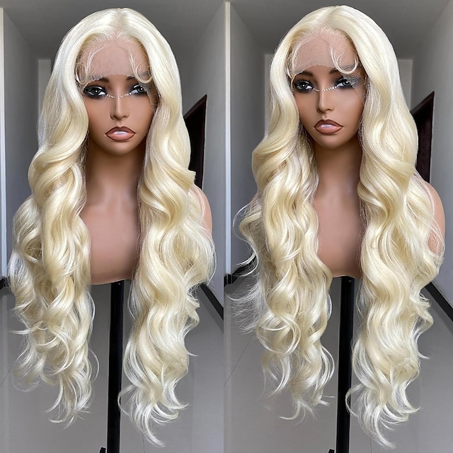 613 Blonde Lace Front Wigs Synthetic Body Wave Wear and Go 13*4 Deep Part Lace 24 Inch Pre-Plucked with Baby Hair HD Glueless Lace Front Wig for Women
