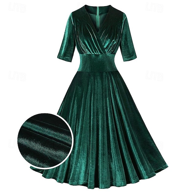  Retro / vintage 1950-luku Vintage mekko Coctail-asu Swing -mekko Flare mekko Naisten Yhtenäinen väri Naamiaiset Juhlat Leninki