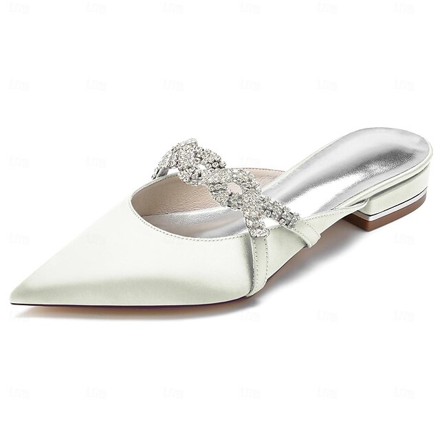  Pentru femei pantofi de nunta Cadouri de Valentin Petrecere Apartamente de nuntă Pantofi de mireasa Pantofi de domnișoară de onoare Piatră Semiprețioasă Toc Drept Vârf ascuțit Elegant Modă Luxos Satin