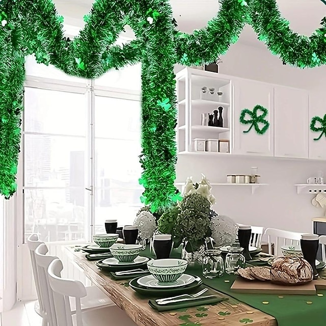  1pz, acciaio decorazione della scena dell'atmosfera familiare irlandese del nastro del trifoglio verde del giorno di san patrizio