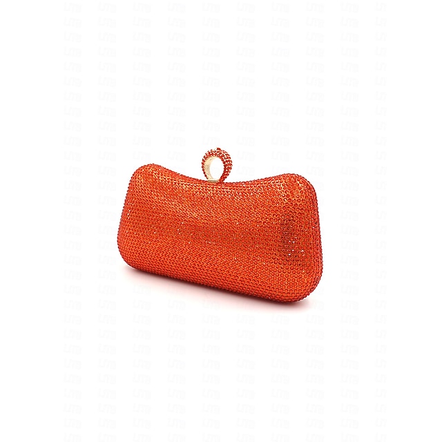  Women's Clutch Evening Bag PVC PU Leather Valentine's Day Daily Crystals Solid Color Red Orange Gold