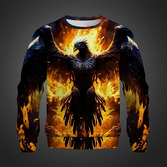 Men's Animal Phoenix Sweatshirts Sweatshirt Pullover Long Sleeve ...