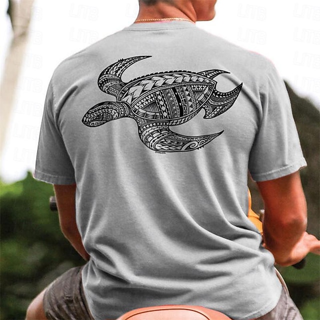  Voor heren Grafisch dier Schildpad T-shirt Korte mouw T-shirt 3D-afdrukken Strakke ronde hals Overhemd Dagelijks Ontwerper Casual Vakantie Feestdagen Uitgaan Roze blauw Groen Lente zomer Kleding S M