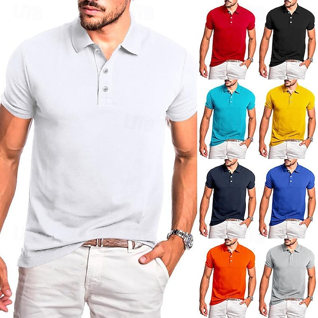 Men's Golf Shirt Golf Polo Work Casual Lapel Short Sleeve Basic Modern ...