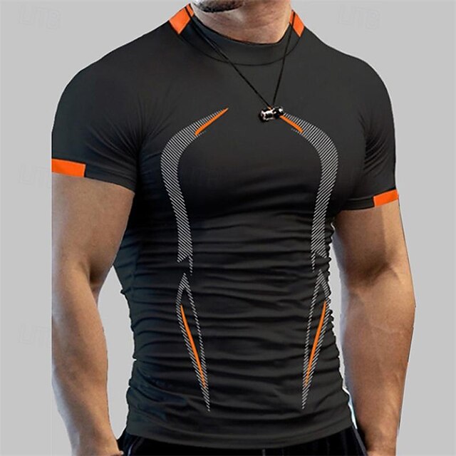  Herren Passende Sets Schwarz T Shirt Laufshirt T-Shirt Jogginghose Trainingshose Hose Hosen Sets Kurzarm Rundhalsausschnitt Sport Casual Farbblock Kordelzug Elastische Taille Polyester Frühling Sommer