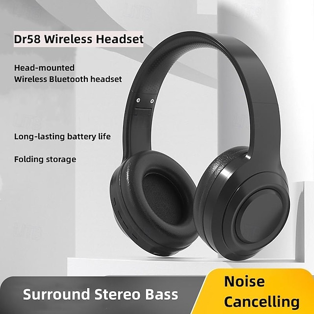  varmt salg dr58 trådløs bluetooth 5.0 sammenleggbare hodetelefoner med støydempende hodebånd, sportsøretelefoner for løping