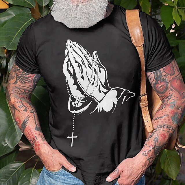 Men's Graphic Cross Faith Short Sleeve T shirt 3D Print Crew Neck Shirt Outdoor Casual Street Style Party Casual Holiday Black Blue Green Spring & Summer Clothing Apparel Normal S M L XL XXL XXXL 8