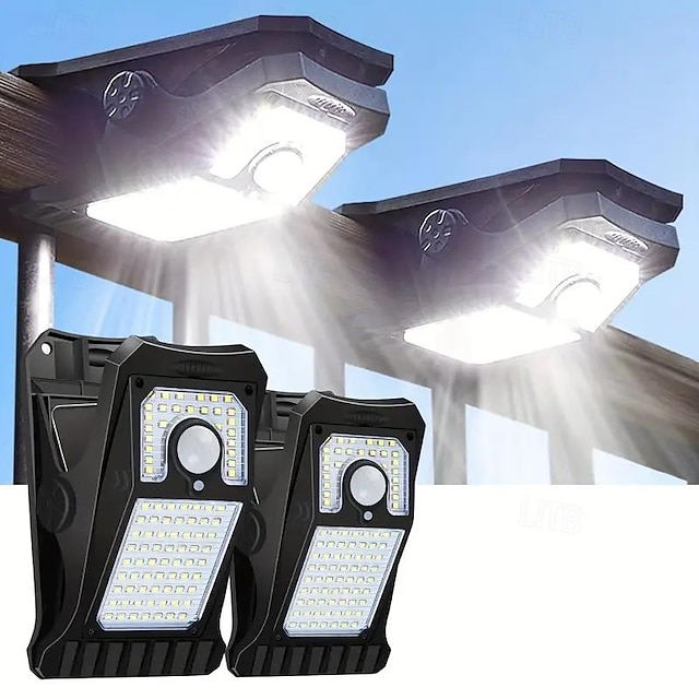  45leds solcellevegglamper utendørs klips bevegelsessensor lys usb eller solcelledrevet sikkerhetslys 3 moduser ip65 vanntett sikkerhetslys for gjerde dekk vegg garasje terrasse dekor belysning 1/2 stk