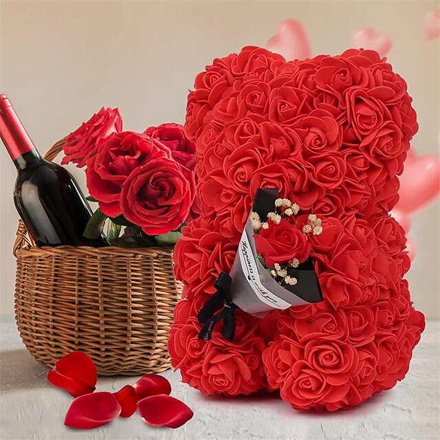 Women's Day Gifts TEDDY Day Rose Eternal Flower Valentine's Day Birthday Gift to Girlfriend Rose Bear with Flower Gift Flower Mother's Day Gifts for MoM2