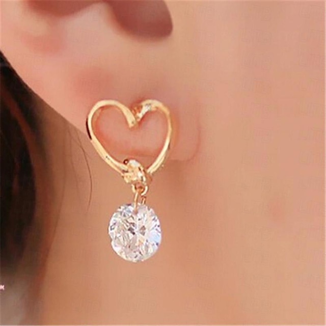  Drop Earrings Earrings Geometrical Heart Vintage Stylish Simple Luxury Sweet Earrings Jewelry Gold For Wedding Party Valentine's Day 1 Pair