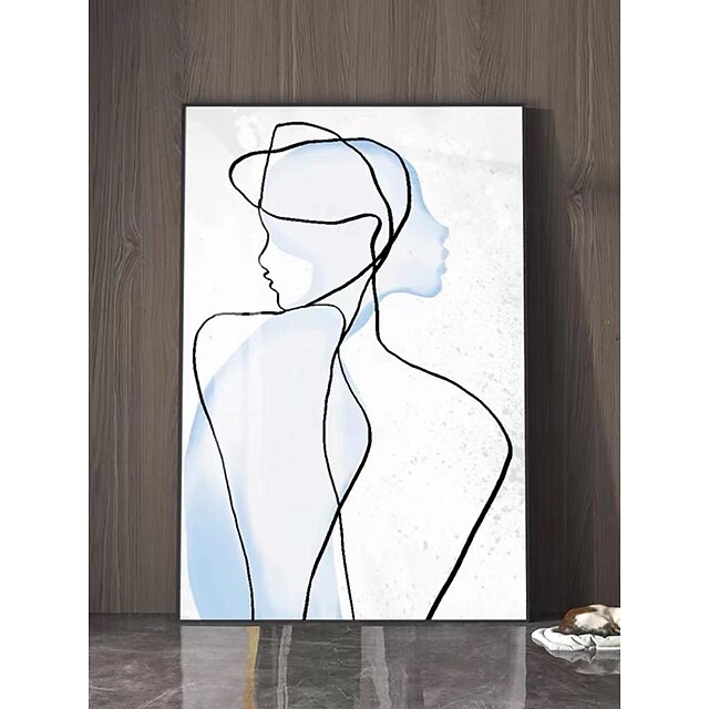  ručně malovaná moderní olejomalba jednoduchý design černé čáry bez rámu abstraktní umění ručně vyráběná nahá sexy dívka pro domácí výzdobu obývacího pokoje (bez rámu)