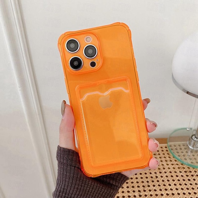  Phone Case For iPhone 15 14 Pro Max Plus 13 12 11 Pro Max Mini Back Cover Crystal Clear Slim Case Transparent Ultra Thin Card Slot Color Gradient TPU