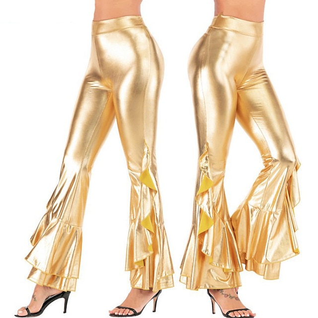  1980erne Hip pop Bell Bottom Bukser Abba kostume Dame Helfarve Karneval Ydeevne Skolebal Pride Parade Bukser