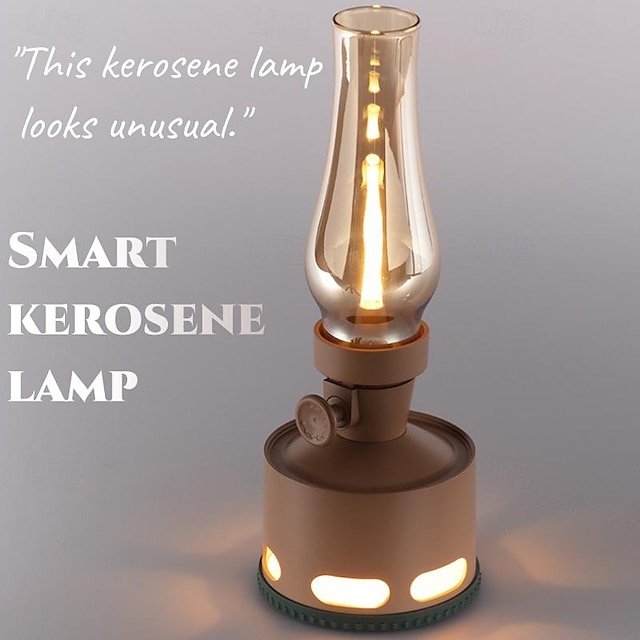  Lampă inteligentă cu kerosen, lampă de masă reîncărcabilă, lumină de noapte, lampă de atmosferă antică, 10 moduri de reglare a luminii, lampă decorativă de masă cadou