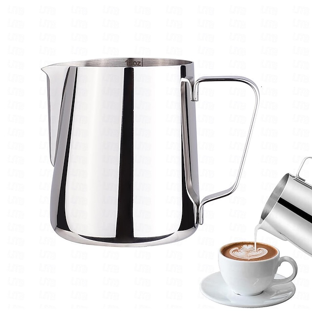  brocca per schiuma di latte, brocca per vapore espresso da 350/600 ml, pentola a vapore per caffè espresso in acciaio inossidabile cappuccino latte art barista pentola a vapore per latte